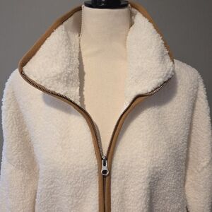 NWT Free Assembly Mixy Teddy Jacket Off White/Camel Trim
